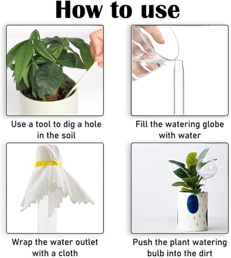 Koorabbee 4 Pcs Iridescent Glass Plant Watering Globes - 9 Inch Self Watering Planter Insert | Plant Watering Devices | Plant Watering Bulbs for Indoor and Outdoor Plants Accessories. - Image 3